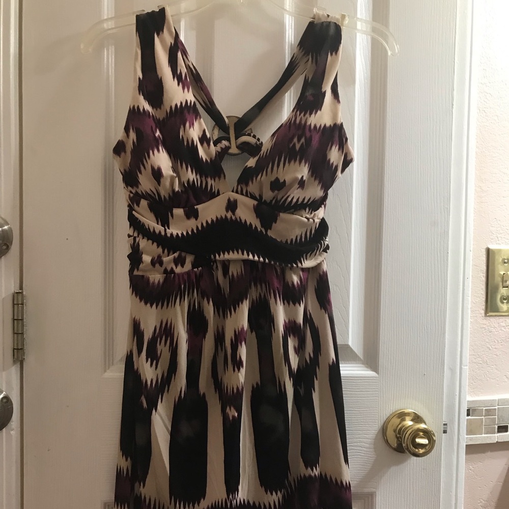Black, purple, & cream dress